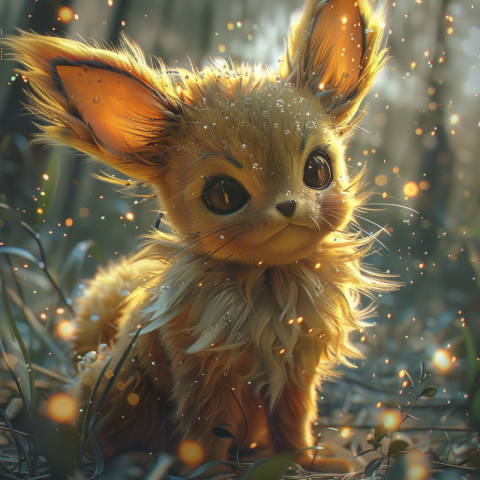 Cute Cat Pokemon Eevee in nature