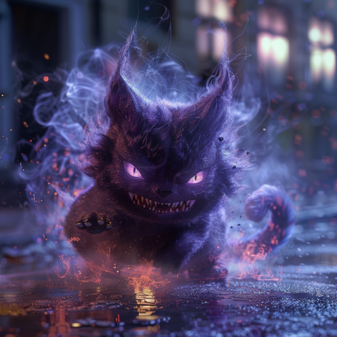 Attacking Pokémon Gengar (as a cat)