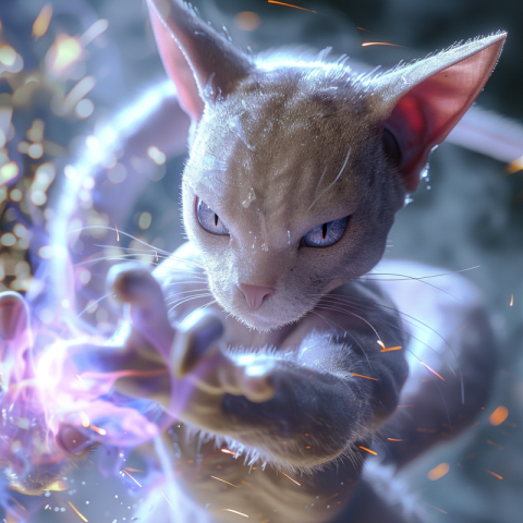 Attacking Pokémon Mewtwo - with a cat's head