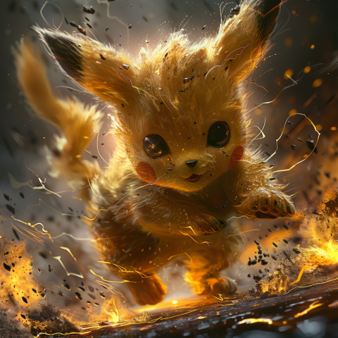 Pokemon cute electric Pikachu with a cat head