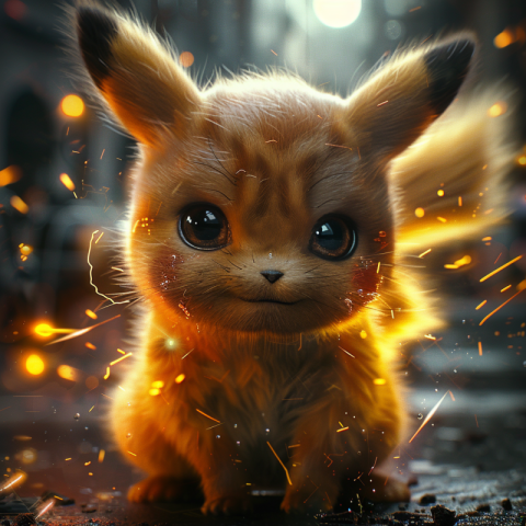 Sitting furry cat Pokemon Pikachu