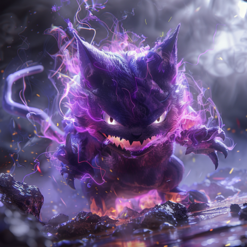 Angry and Scary Cat Pokemon Ghost Gengar