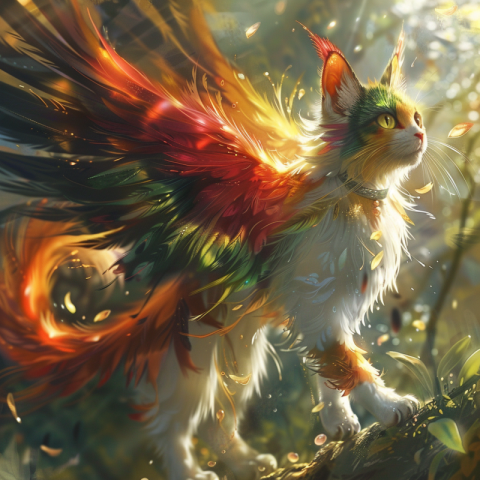 Pokemon Ho Oh as a cat