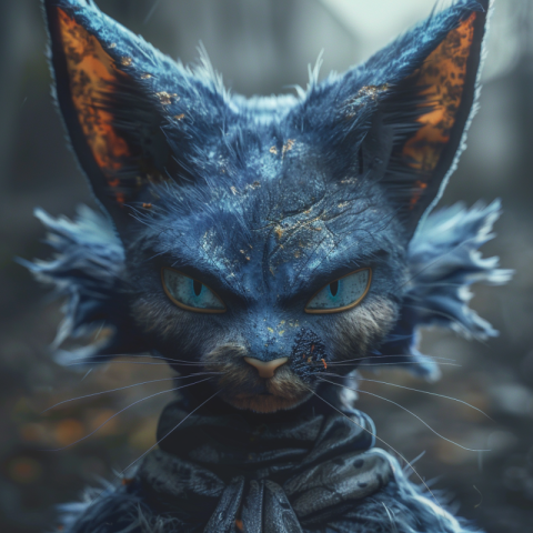 A rough Lucario Cat Pokémon with big ears