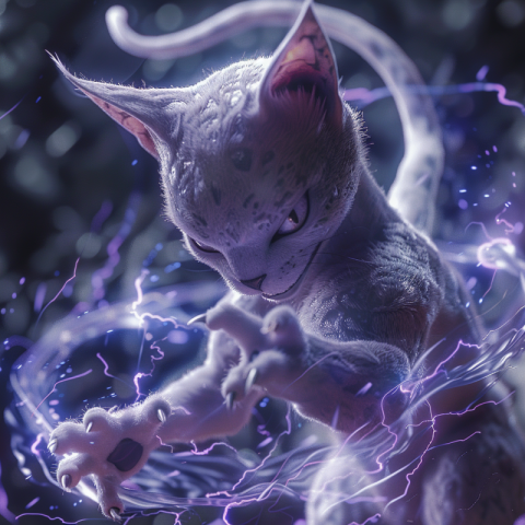 Attacking Cat Pokémon Mewtwo