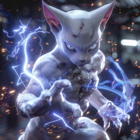 Muscular and strong Attacking Cat Pokemon Mewtwo