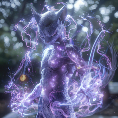 Dramatic scene Attacking Cat Pokémon Mewtwo