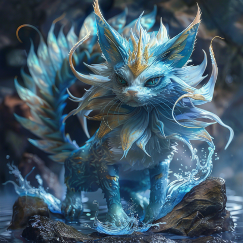 Cat water Pokemon Vaporeon as the queen of the water