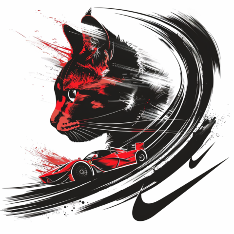Racing cat silhouette Force of Nature Meets Racing Speed