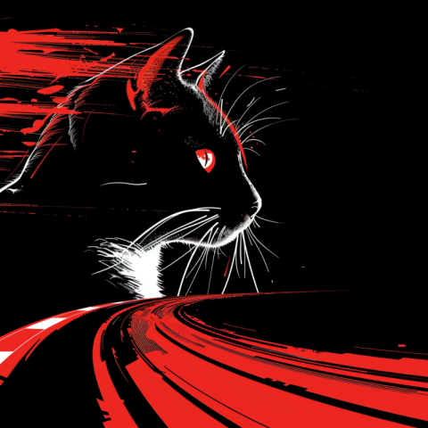 Black Cat, Red Heart: The Art of Contrast