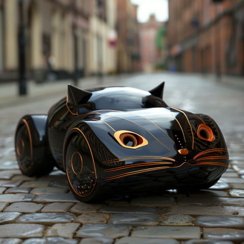 Cat black sports car