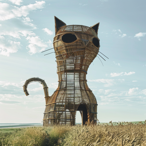 Big cat observation tower in the shape of a cat