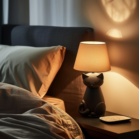 Bedside lamp with a cat