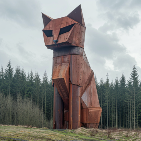 Large cat lookout tower with sheets and rivets