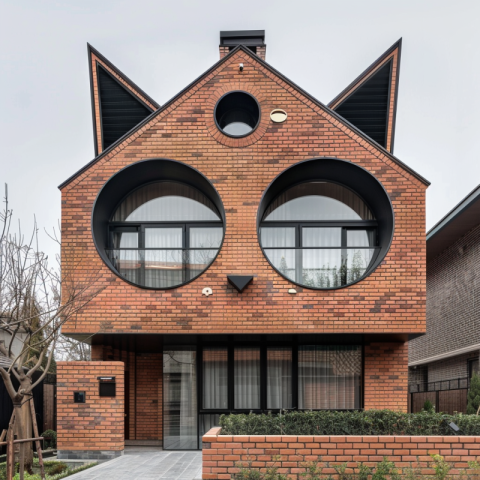 A design house designed like a cat's head and ears