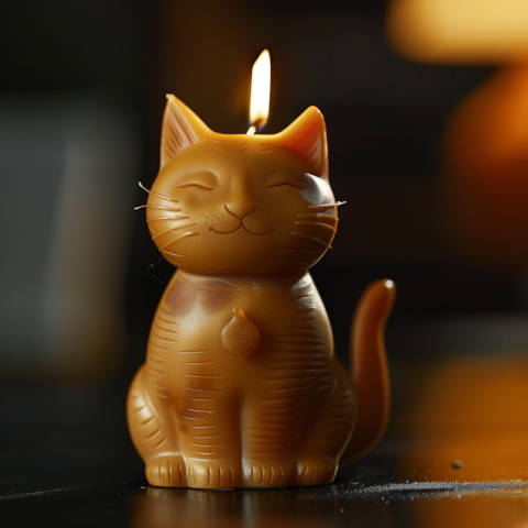 Wax candle in the shape of a cat