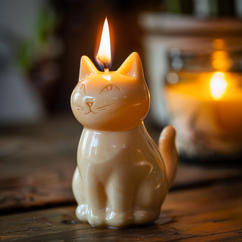 Wax figurine of a cat as a candle