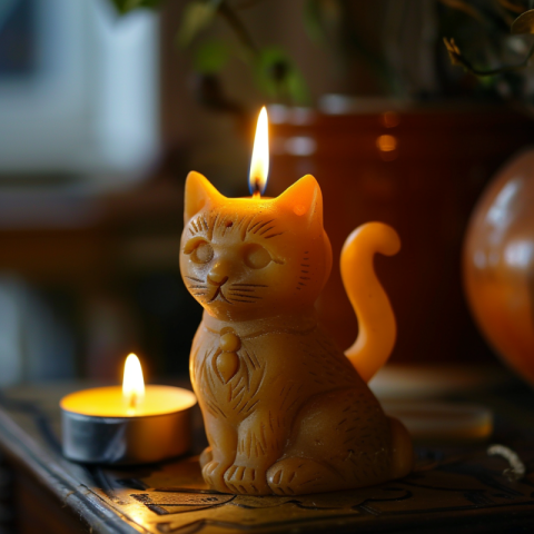Cat candle, nice decoration, wax candle
