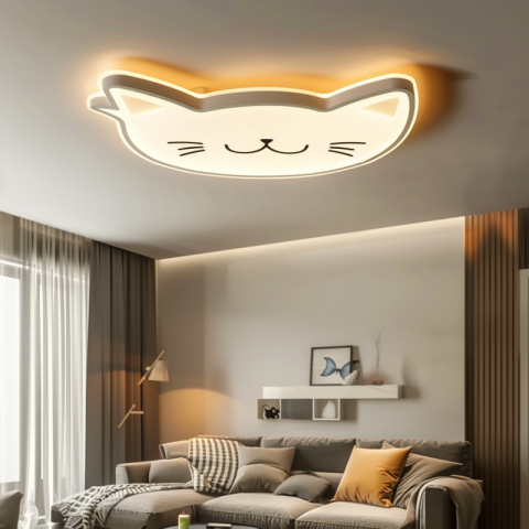 Cat head as ceiling lighting